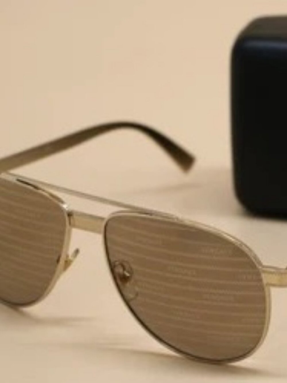 Versace Sunglasses Shiny Pale Gold Logo Silver Gold Mirror W/Case VE2209 1252/V3
